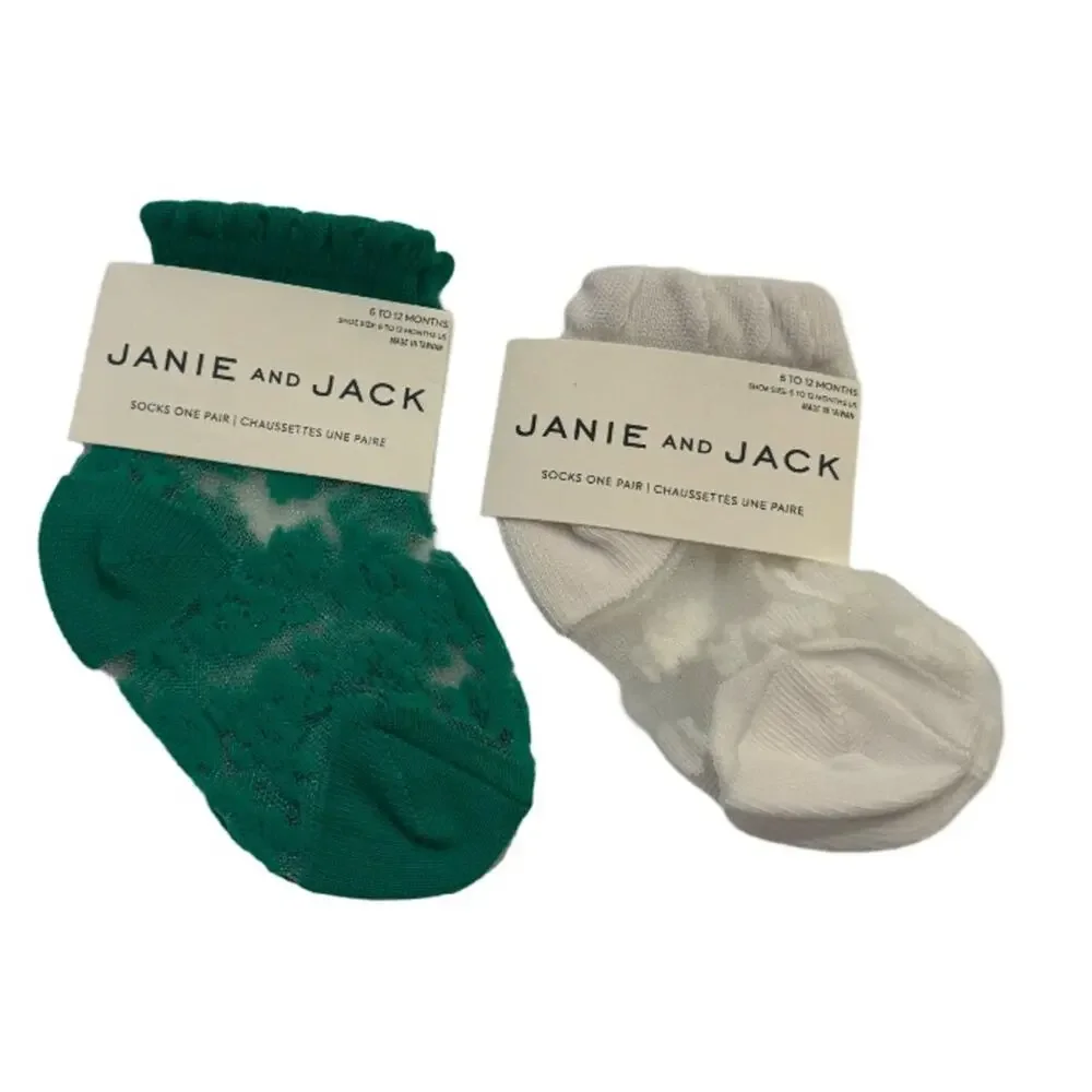 Janie and Jack Girl’s Sheer Floral Socks - Set of 2 6-12M